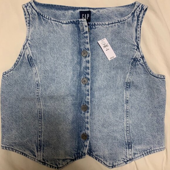 Ultra Soft Denim Crop Vest - Picture 1 of 5